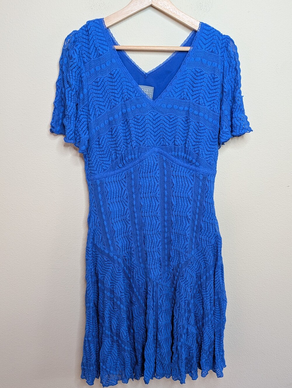 Rabbit‎ Rabbit Rabbit Designs Cobalt Blue Crochet Lace Dress Women's Size 14